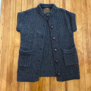 Coach Short Sleeve Cardigan Gray Merino Wool, Alpaca, Acrylic Size Small